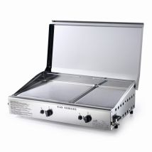 Parrilla De Cocina Doble A Gas Glp O Metano Con Encendido Piezoeléctrico En Acero Inoxidable Made In Italy