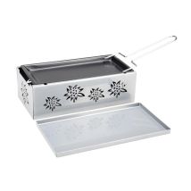 Raclette-Grill Box-Edelweis 7-teilig – Stahl – 4 Rechaudkerzen – 0,657 kg – 20,5 cm x 11,3 cm x 7,5 cm