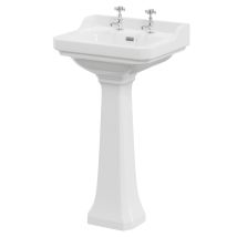 Windsor Traditional 560mm Basin With 2 Tap Holes And Full Pedestal