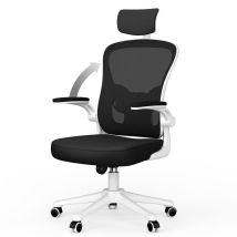 Rattantree - Chaise De Bureau Ergonomique - Avec Accoudoirs Rabattables À 90° - Hauteur Réglable 45-55 Cm - Inclinaison 90-120° - Avec Appui-tête 2d -