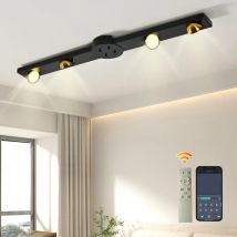 Ganeed Plafoniera A Led Nera, Lampada Da Soffitto Dimmerabile Da 24 W, Plafoniera Con 4 Luci Orientabili E Telecomando Per Soggiorno, Camera Da Letto,