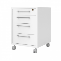 Enolandia Kommode mit Rädern – 4 Schubladen – 48x49x68 cm – Weiße Farbe