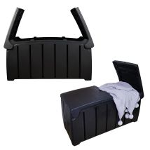 Ward - Black 115cm X 55cm X 60cm Butterfly Opening Top 300 Litre Large Garden Storage Box Weatherproof With Padlock Hole