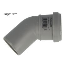 Valsir - Ht Bogen Ø 40 X 45°, Mit Einseitiger Steckmuffe Und Gummidichtung, Pp-grau