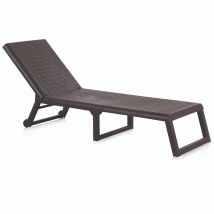 Tumbona plegable Dream wengué – Resina – Respaldo ajustable 4 posiciones – 2 ruedas traseras – 199 x 58 x 42 cm