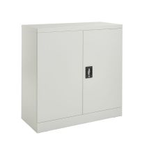 Mmt Furniture Designs Ltd - Grey Stainless Steel Filing Cabinet With 1 Shelf - 2 Door Lockable Filing Cabinet - Metal Office Storage Cupboard 