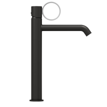 Jacob Delafon - Mezclador Alto De Lavabo Vivienne Negro Mate Con Aro Cromo Cepillado