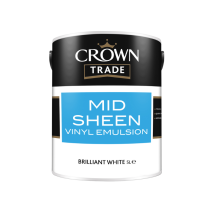 Crown Trade Vinyl Mid Sheen Emulsion - White - 5l