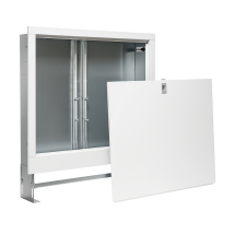 Unterputz-Verteilerkasten für Fußbodenheizung – Einbautiefe 110–170 mm – Einbauhöhe 575–665 mm – verzinktes Stahlblech