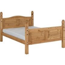 Corona 5 Feet Bed High Foot End - L214.5 X W163 X H117 Cm - Distressed Waxed Pine