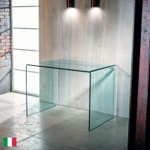 Stilprojectstore - Scrivania In Vetro Curvato Trasparente L 100/125 Made In Italy - Scrivano Scrivano 100
