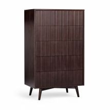 Teamson Home Tremolo 5-drawer Chest Of Drawers With Fluted Fronts And Contemporary Bedroom Storage, Black Finish