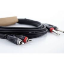 Cordial 14840 Jack / Rca Audio Cavo [2x Spina Jack Da 6.3 Mm (mono) - 2x Spina Rca] 1.50 M Nero Guaina In Pvc, Cavo Dop