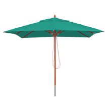 Hegele - Non Utilizzato] Ombrellone Parasole Quadrato Hhg-525 Legno Alluminio Tessuto 300g/m² 3x3m Verde
