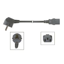 Perel Cable De Alimentación, H05vv-f 3g1, 2 M, 10 A/230 V, 2500 W, Tipo E/f 90 ° A C13, Para Uso Interior, Pvc, Negro