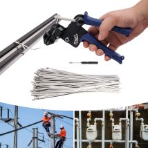 Morsetto Per Fascette Stringicavo + 100 Fascette Stringicavo In Acciaio Inossidabile, Set Di Morsetti Per Cavi