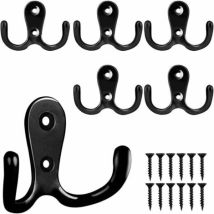 Juego De 6 Ganchos Retro Para Abrigos, Ganchos De Pared Vintage, Ganchos De Metal Para Puertas, Para Baño, Cocina, Dormitorio Y Recibidor (negro)