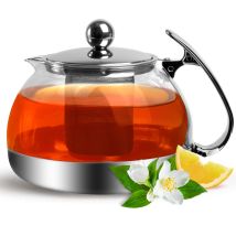 Glass Teapot Tea Maker 1.2 L With Removable Stainless Steel Tea Strainer Insert Infuser Loose Tea Leaf - Deuba