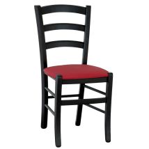 Silla De Comedor Venecia En Madera Negra Con Asiento Acolchado Rojo