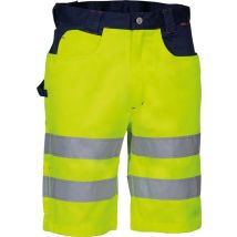 Cofra – Bermuda Work Visible Jaune – 2 grandes poches, passant marteau, poche mètre – Vêtements de haute visibilité