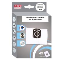 Ersatzteil – Box mit 4 Beuteln + 1 Hygiene-Filter – Kompatibel mit Rowenta, Tefal, Moulinex