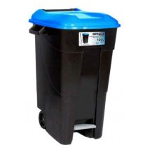 Schwarzer Behälter Mit Pedal 120 L-blauer Deckel - 423024