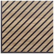 Set Di Dieci Pannelli Decorativi Murali, Fonoassorbenti A Listelli Obliqui In Legno, Rovere Aurora, 55x55 P1,1 Cm - Hoogapanel