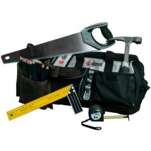Dimos – Bolsa de herramientas para carpintero – 980305 – Martillo forjado, Cinta métrica 5m, 10 Lápices, Sierra de mano