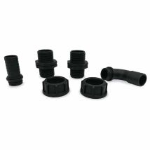 OSE – Juego de 6 racores rápidos para bomba de agua – Plástico, Conexiones de manguera 15mm y 19mm, Diámetro de rosca 25mm – Color negro