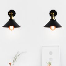2 Stück Wandleuchte Im Vintage-stil, Industri 240° Verstellbare Wandlampe, Wandstrahler Licht Mit Ø26cm Lampenschirm Für Wohnzimmer Schlafzimmer (