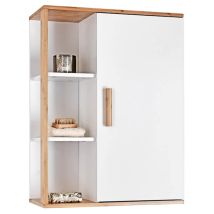 Showerdrape - Cassino Bamboo/white Bathroom Wall Cabinet With Display Shelves