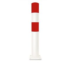 Bolardo de protección rojo y blanco 1200 mm – Acero galvanizado – Fijo – 28 kg