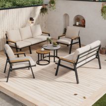 Ensemble De Salon De Jardin, Comprenant Des Meubles De Jardin Avec Des Coussins Confortables, Composé D'Un Canapé 3 Places, D'Un Canapé 2 Places, De 
