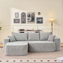Sofá Modular De Esquina Tapizado En Chenilla, Profundidad Del Asiento 71 Cm, 2 Módulos Combinables, No Requiere Montaje, Salón - Gris