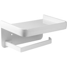 Porta Rotolo Di Carta Igienica A Parete Con Ripiano In Alluminio Per Bagno E Cucina (bianco)