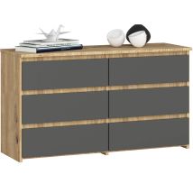 Kommode Akord Cl100 Eiche Artisan 100 Cm 6 Schubladen Front Graphitgrau B100 X H57 X T35 Cm
