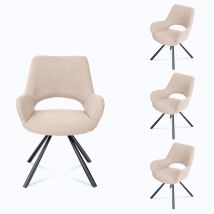 Meubles Cosy - Set Of 4 Scandinavian Dining Room Chairs Cross Chair In Beige Fabric