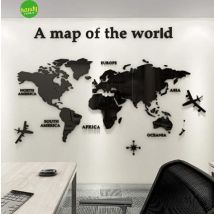 Crearreda - Sticker Flat Black Map Adesivo Murale Frasi Famose Natura Geometrie Fantasie 47x67 Cm