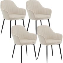Klihome - Set Of 4 Velvet & Metal Legs Dining Chairs Accent Home & Restaurants, Cream