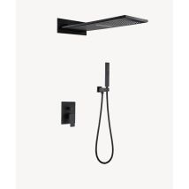 Lookshop – Black Concealed Shower Column – Shower Head with Waterfall and Rain Jet – Easy Installation