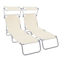 Vounot – Transat Pliant Avec Pare-soleil Orientable 360° – Dossier 4 Positions – Structure Métallique Renforcée – Tissu Polyester Respirant – Lot De 2