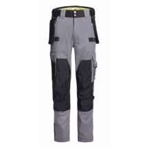 Pantalones Howard gris/negro S.36 – 98% algodón, 2% elastano – 12 bolsillos – Certificación EN14404+A1 nivel 1