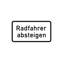 Zusatzschild 1012-32, 330x600mm Radfahrer Absteigen Ral-gütezeichen Folie Ra1