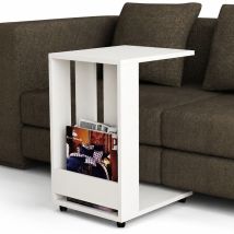 Tavolino Ausiliario Con Ruote Design Moderno Mobile Letto Divano Colore Bianco