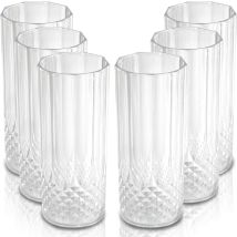 Set 6 Bicchieri Plastica Dura Effetto Cristallo Realistico 400 Ml Riutilizzabili
