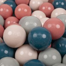 Palline Di Plastica Kiddymoon Da 7 Cm, Turchese Scuro, Beige Pastello, Verde, Grigio, Salmone, Set Da 200 Palline Giocattolo