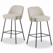 Ainpecca - Modern Bar Stools Set Of 2, High-resilience With Spring Cushion And Metal Legs, Breakfast Bar Stools Armless Padded Back Breakfast Counter 