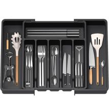 Ausziehbarer Besteckkasten (33–57 Cm) – Verstellbarer Schubladeneinsatz Aus Bpa-freiem Pp – 8 Fächer – Kompakte Küchenaufbewahrung
