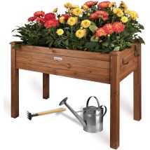 Needs&wants Hochbeet Aus Holz Für Garten Balkon Terrasse, Pflanzkasten Bausatz Rechteckig Schmal Mit Vlies-folie, Kräuterbeet Pflanzenkasten Deko, 100