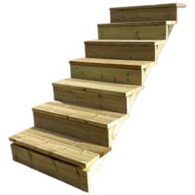 Berlin Escalier Extérieur Bois 7 Marches H 122cm L-80cm - Avec Contre Marche
